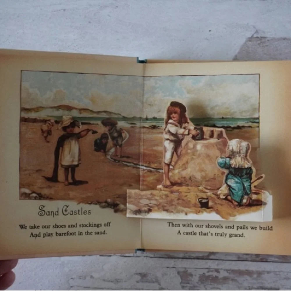 Vintage Antique Picture Pop-Up Book Special Day By Ernest Nister Tan Beige Green